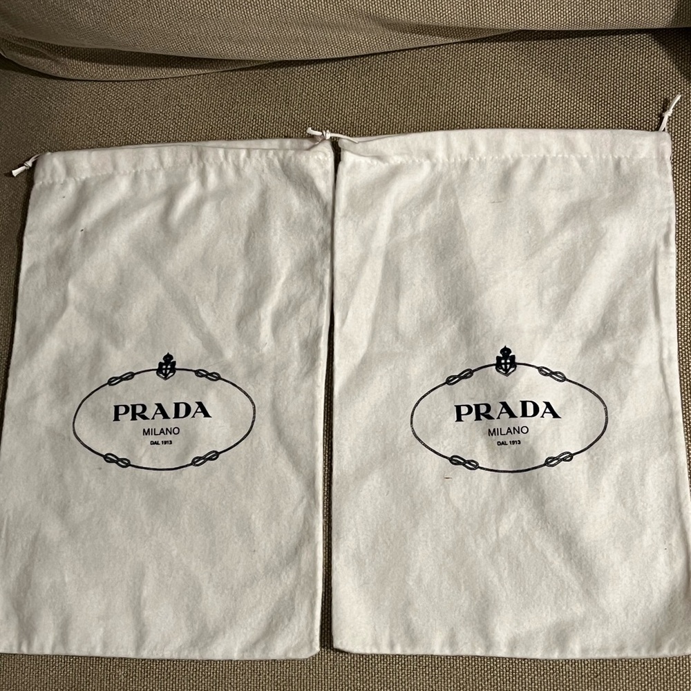 Prada Cream Dust Bags with Black Logo